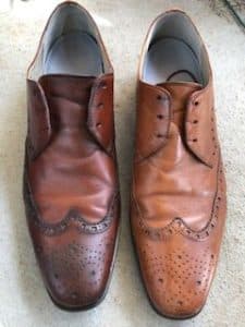 Mens Leather Wingtip Dress Shoes Before and After Waterproofing